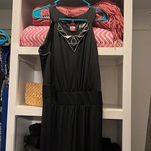 NWT Luxology Long Jumper with black and gold attached necklace.